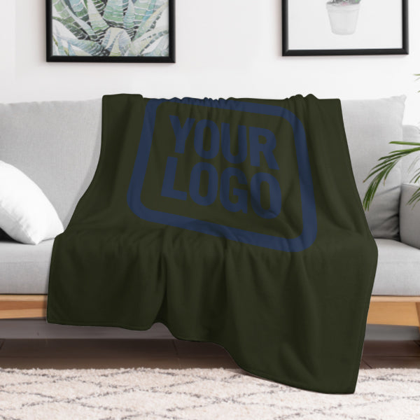 Custom Dark Olive Navy Blue Blanket