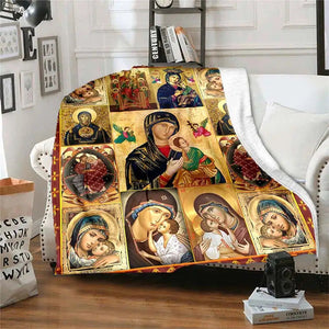 Religious Gifts Blanket - Mother of God with Jesus - From Family, Christmas, Holiday, Inspirational, Faith