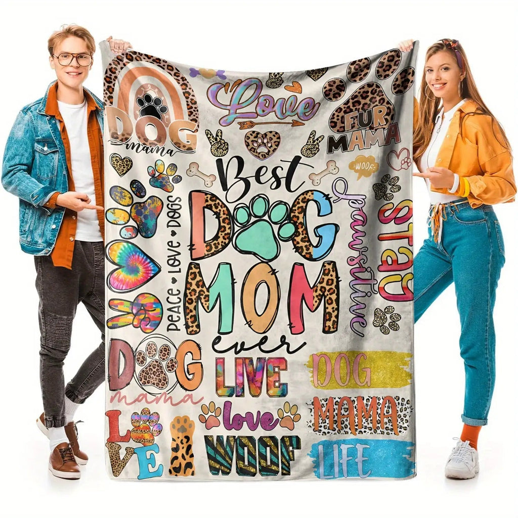 Blanket for Dog Mom Gifts - Best Dog Mom Ever - From Mom Dad, Birthday Christmas Everyday Encouragement, Inspirational Motivational