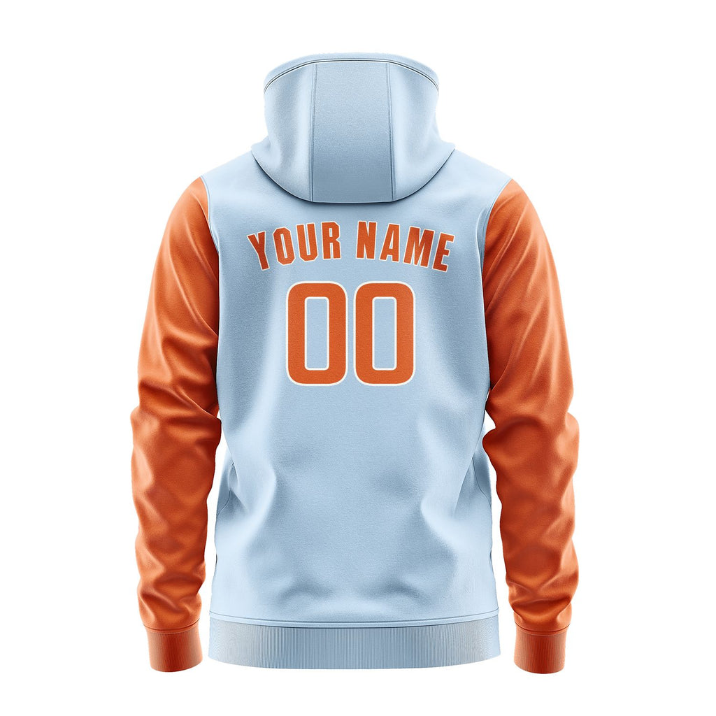 Custom Light Blue Orange Hoodie 0808282808B31828