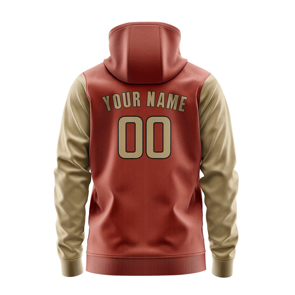 Custom Coral Red Light Khaki Hoodie 1616252516B31725
