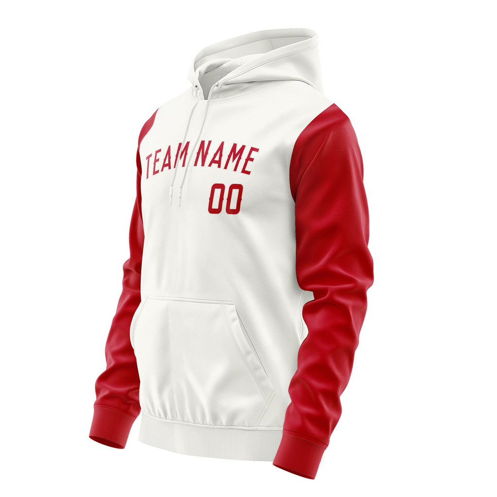 Custom White Red Hoodie 1818141418B31814