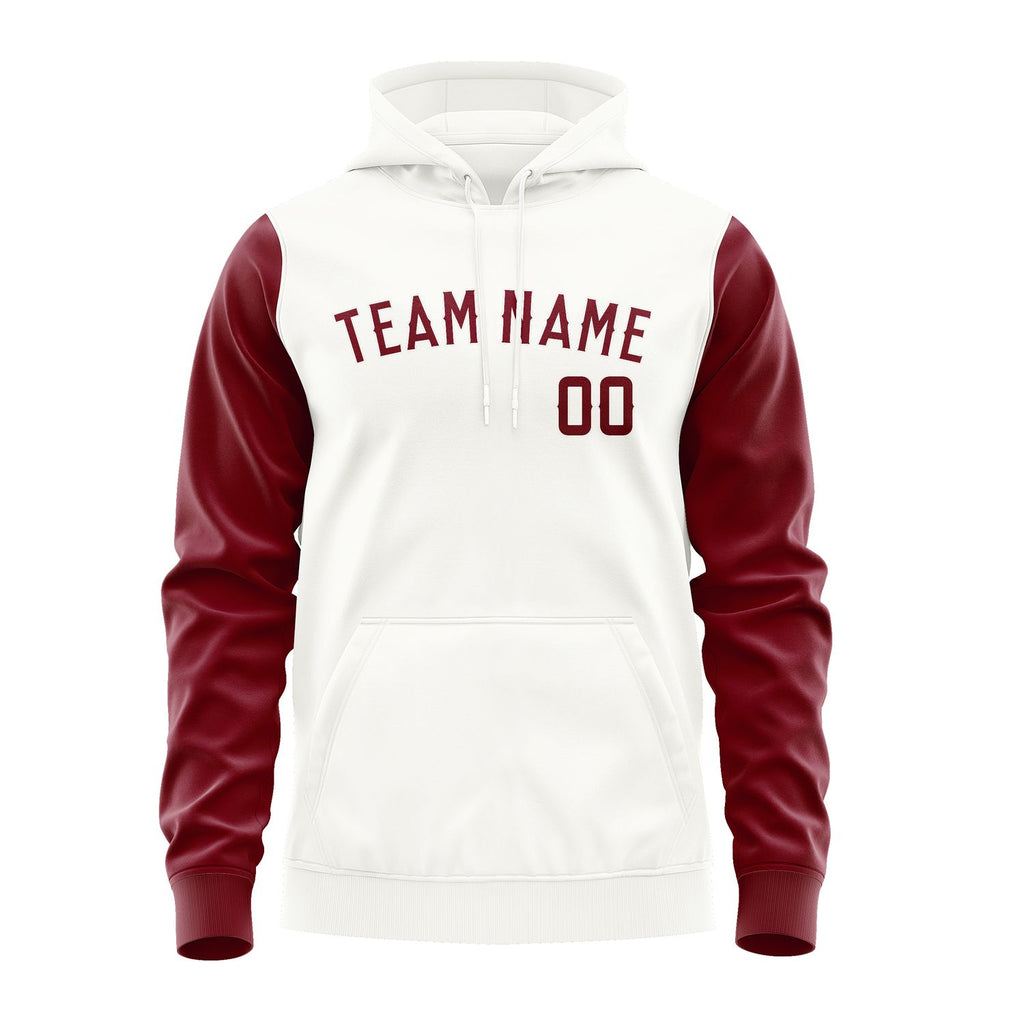 Custom White Crimson Red Hoodie 1818151518B31815