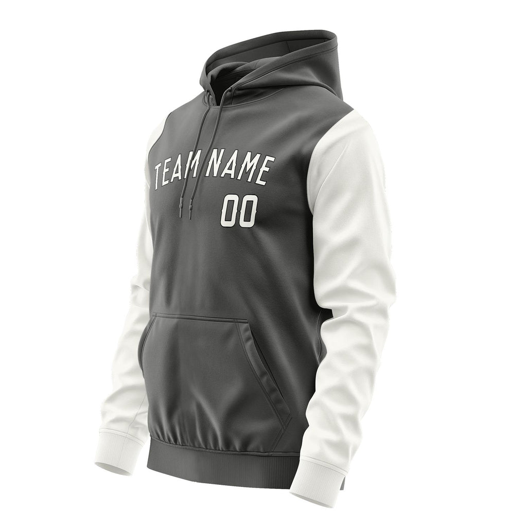 Custom Dark Grey White Hoodie 2020181820B31718