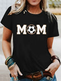 Women Tshirts Mom With Soccer Ball Patterned Graphic Shirt, Country Shirts Womens, Womens Graphic Tees Vintage