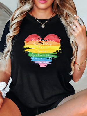 White Cotton Shirt Women Love Unity And Diversity Rainbow Colored Heart, Women T Shirt, Pink Shirt Womens