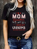 White Cotton Shirt Women Im A Mom Great Grandma Text Graphic T Shirt, Womens Shirts, Womens Graphic Tees Vintage