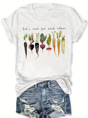 Womens Night Shirts Let Us Root For Each Other Colorful Variety Of Fresh Garden Vegetables T Shirt, Womens Graphic Tees Vintage, Black T Shirt Women