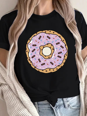 Red T Shirt Women Pink Frosting With Colorful Sprinkles Decorating A Delicious Donut, Womens T Shirts, Womens Night Shirts