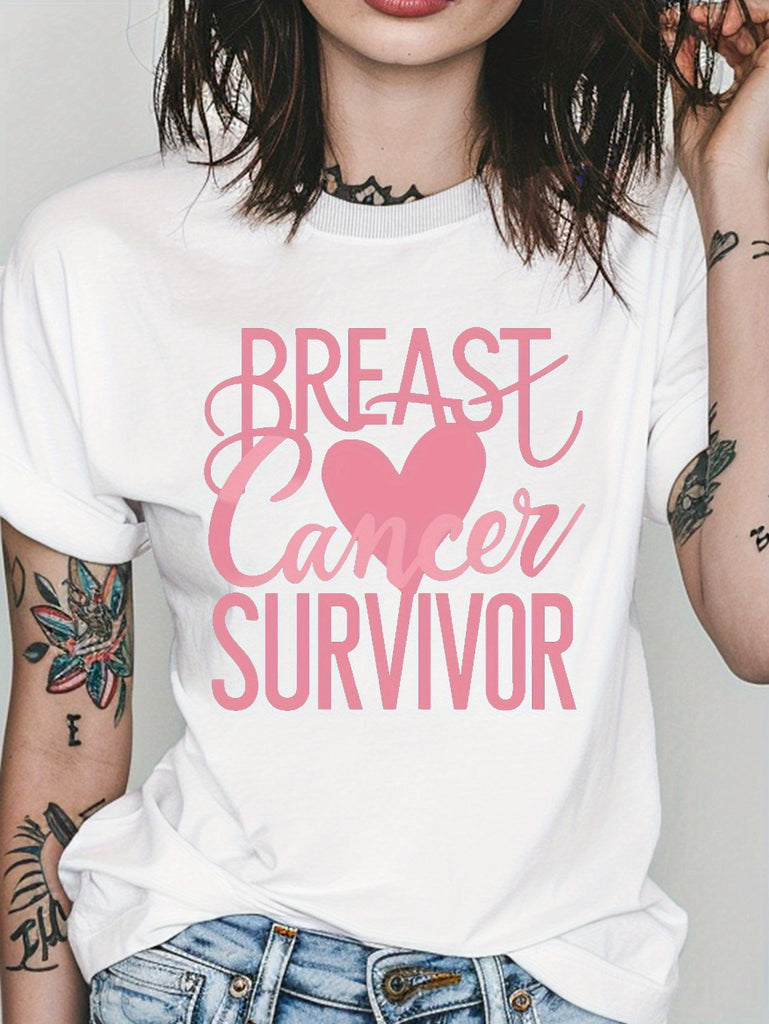 Blue Shirt Women Breast Cancer Survivor Heart Pink Awareness Ribbon, Shirt For Women, Womens Grinch Shirt