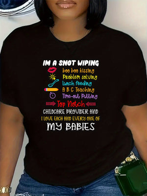 Womens Night Shirts Im A Snot Wiping Colorful Fun Text With Cartoon Flowers Front Tshirt, Women's Short Sleeve T Shirts, Pink Shirt Womens