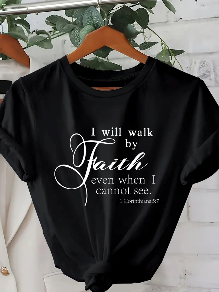 Womens Grinch Shirt I Will Walk By Faith Even When I Cannot See Inspirational Text With Elegant Script And Motivational Message T Shirt, Graphic Shirts For Women, Country Shirts Womens