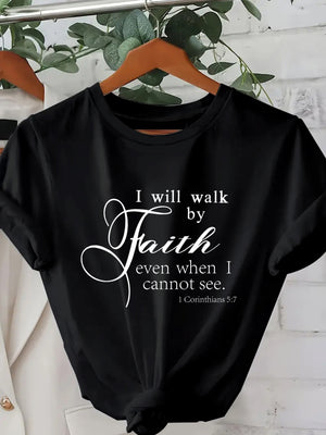 Womens Grinch Shirt I Will Walk By Faith Even When I Cannot See Inspirational Text With Elegant Script And Motivational Message T Shirt, Graphic Shirts For Women, Country Shirts Womens