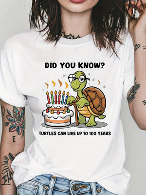 Womens Tees Did You Know Curious Turtle With Birthday Cake And Lit Candles Turtle, Red T Shirt Women, Funny Shirts For Women