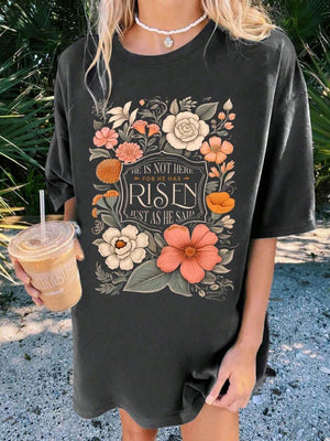 Pink Shirt Womens Not Been Risen Among Floral Decorative Leaves And Blossoms Shirt, Womens Graphic T Shirts, Cotton T Shirts For Women