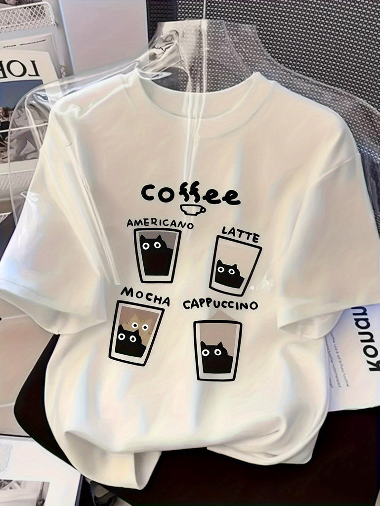 Womens Grinch Shirt Coffee Cups Featuring Simple Line Art With Text White Tshirt, Graphic Tshirts Women, Funny Shirts For Women