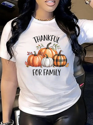 Pink Shirt Womens Thankful For Family Autumn Pumpkins With Leaves And Rustic Charm Shirt, Green Shirt Womens, Womens White Tee