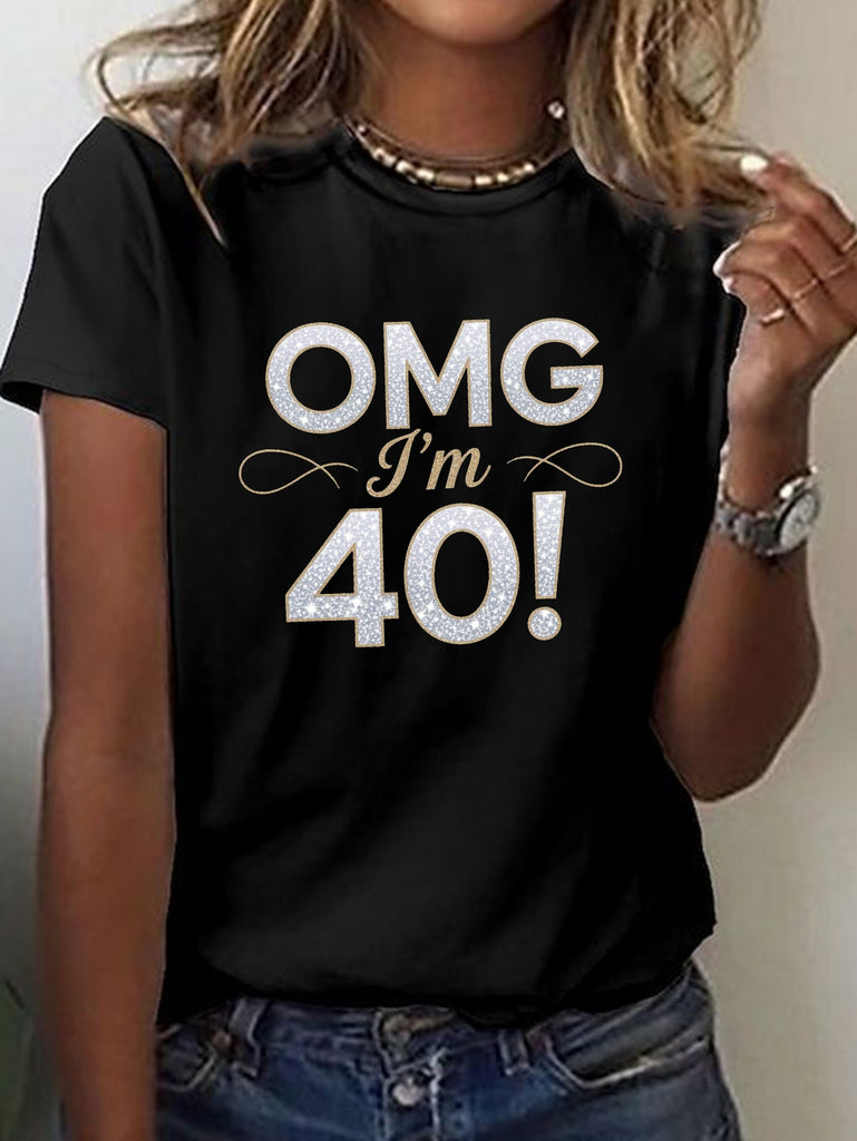 Cotton Shirts For Women Omg Im Beautiful Bold White 40Th Birthday Celebration Shirt, Women Tshirts, Basic Tees Women
