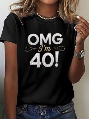 Cotton Shirts For Women Omg Im Beautiful Bold White 40Th Birthday Celebration Shirt, Women Tshirts, Basic Tees Women