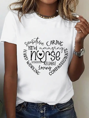 Women T Shirt Positive Caring Kind Amazing Loving Compassionate Nurse, Graphic Shirts For Women, Funny Shirts For Women