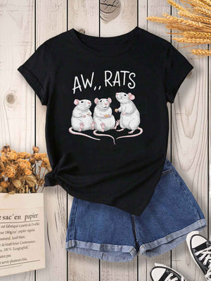 Blue Shirt Women Aw Rats Playful Cartoon Mice With Whiskers And Long Tails Mouse, White Cotton Shirt Women, Country Shirts Womens