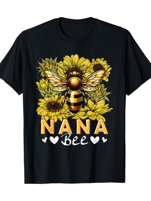 Women T Shirt Nana Bee Among Bright Yellow Sunflowers With Detailed Wings And Heart Decorations Bee, Country Shirts Womens, Womens T Shirts
