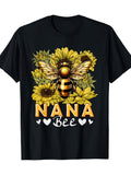 Women T Shirt Nana Bee Among Bright Yellow Sunflowers With Detailed Wings And Heart Decorations Bee, Country Shirts Womens, Womens T Shirts