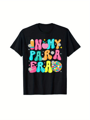 Vintage Shirts Women Colorful Playful Letters With Stars And Ice Cream On T Shirt, Women's Short Sleeve T Shirts, 100 Cotton T Shirts For Women