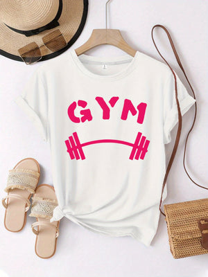Womens Graphic Tshirts Gym Bright Pink Simplistic Weightlifting Barbell, Womens Grinch Shirt, Funny T Shirts For Women