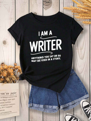 Womens Grinch Shirt I Am A Writer Text Bold Clear Simple Typography Tshirt, Graphic Tees Women, Basic Tees Women
