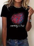 White Cotton Shirt Women Everything Is Fine Abstract Blue And Red Scribble On Black T Shirt, Womens Shirts, Womens Night Shirts