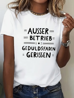 Vintage T Shirts Women Ausser Betrieb Bold Black Handwritten Letters With Simple Style T Shirt, Basic Tees Women, Womens T Shirts