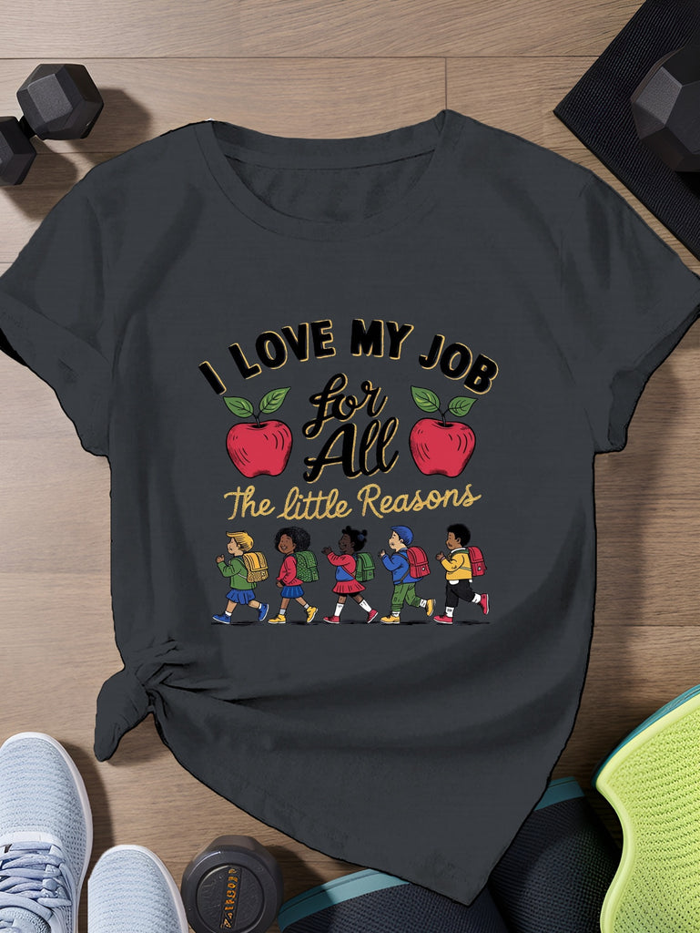 Women T Shirt Love My Job The Little Reasons People Walking Together Shirt, Black T Shirt Women, Graphic Tshirts Women