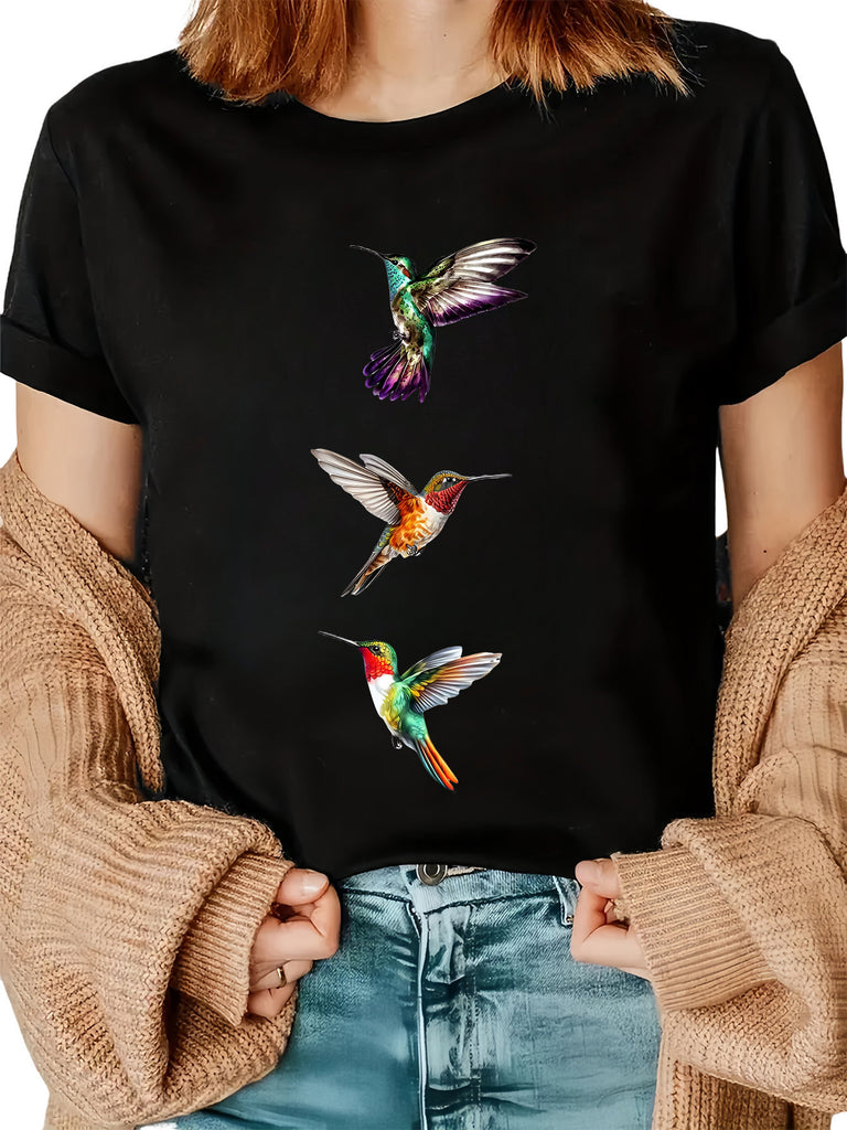 Womens Graphic T Shirts Colorful Flying Hummingbird Illustrations, Country Shirts Womens, Womens Tees