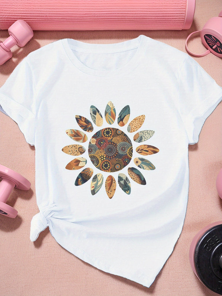 Womens Grinch Shirt Whimsical Sunflower With Patchwork Patterns And Earthy Tones, Graphic Tees Women, Green Shirt Womens