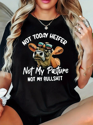 Vintage T Shirts Women Not Today Heifer Cooler Wearing Sunglasses Cow, Womens Night Shirts, 100 Cotton T Shirts For Women