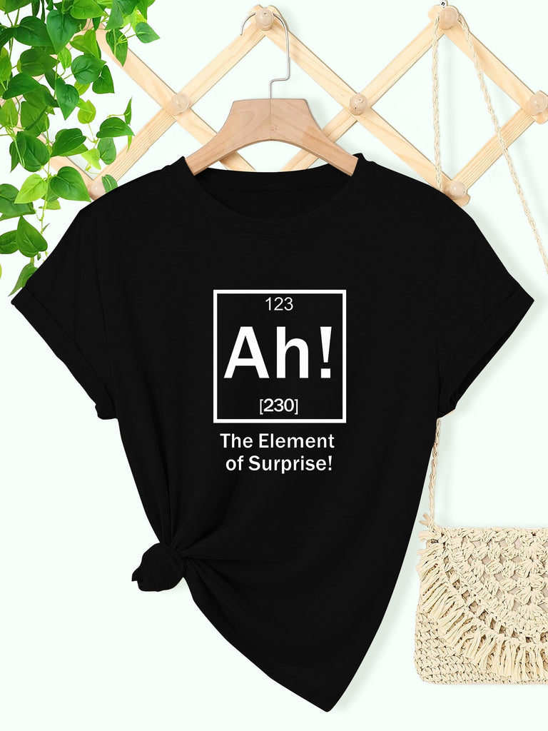 Vintage Shirts Women Surprise Element With Bold Modern Text Graphic T Shirt, Womens Graphic T Shirts, Womens White Tee