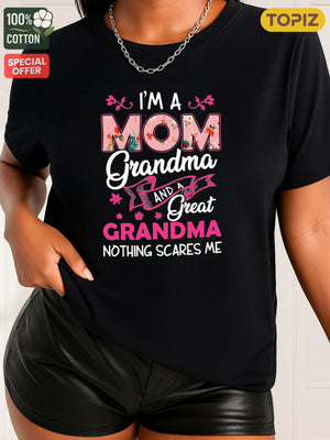 Vintage Shirts Women Im A Mom Grandma And Great Grandma Strong Confident Woman Tshirt, Womens T Shirts, Women's Short Sleeve T Shirts