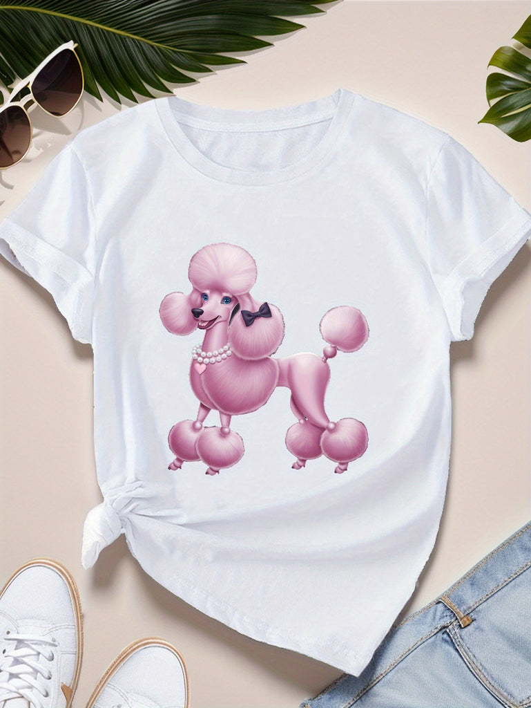 Country Shirts Womens Soft Pastel Balloon Style Pink Poodle, Green Shirt Womens, Womens Graphic T Shirts