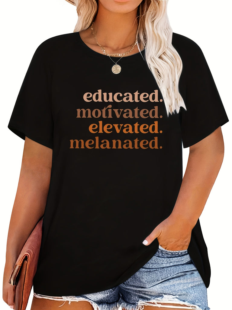 Womens Shirts Educated Motivated Elevated Melanated Text Only T Shirt, Women Tshirts, Womens Grinch Shirt