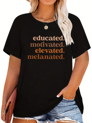 Womens Shirts Educated Motivated Elevated Melanated Text Only T Shirt, Women Tshirts, Womens Grinch Shirt