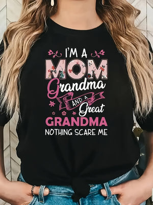 Vintage T Shirts Women Mom Grandma And Great Grandma Nothing Scare Me Statement Shirt, Women Tshirts, Graphic Tshirts Women