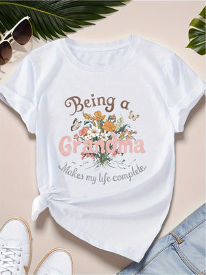 Vintage T Shirts Women Being A Grandma Floral Bouquet Soft Surroundings Tshirt, Womens T Shirts, Womens Night Shirts