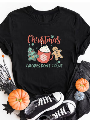 Women T Shirt Christmas Festive Cookies And Holiday Treats Shirt, Funny Shirts For Women, Basic Tees Women