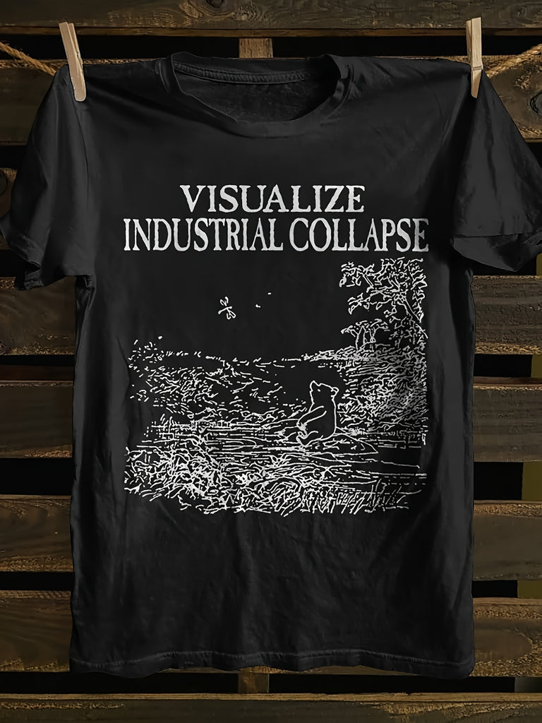 Womens Tees Visualize Industrial Collapse Detailed Scenic Lake With Reflection And Tree On Black Tshirt, Country Shirts Womens, Women T Shirt