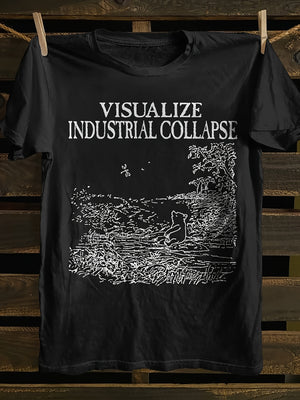 Womens Tees Visualize Industrial Collapse Detailed Scenic Lake With Reflection And Tree On Black Tshirt, Country Shirts Womens, Women T Shirt