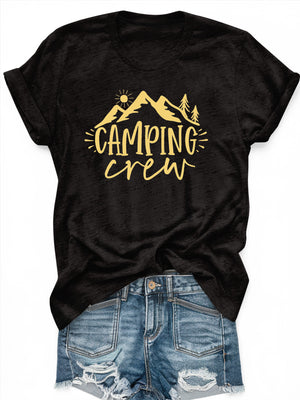 Womens Grinch Shirt Camping Crew Rustic Nature Scene With Mountains Trees And Sun Tshirt, Womens Tees, Cute T Shirts For Women