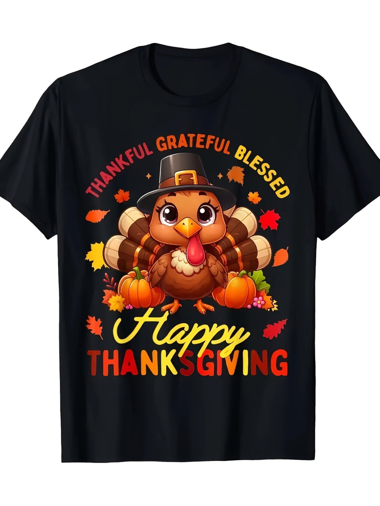 Vintage Shirts Women Thankful Grateful Blessed Autumn Leaves And Pumpkins With Happy Turkey, Basic Tees Women, Green Shirt Womens