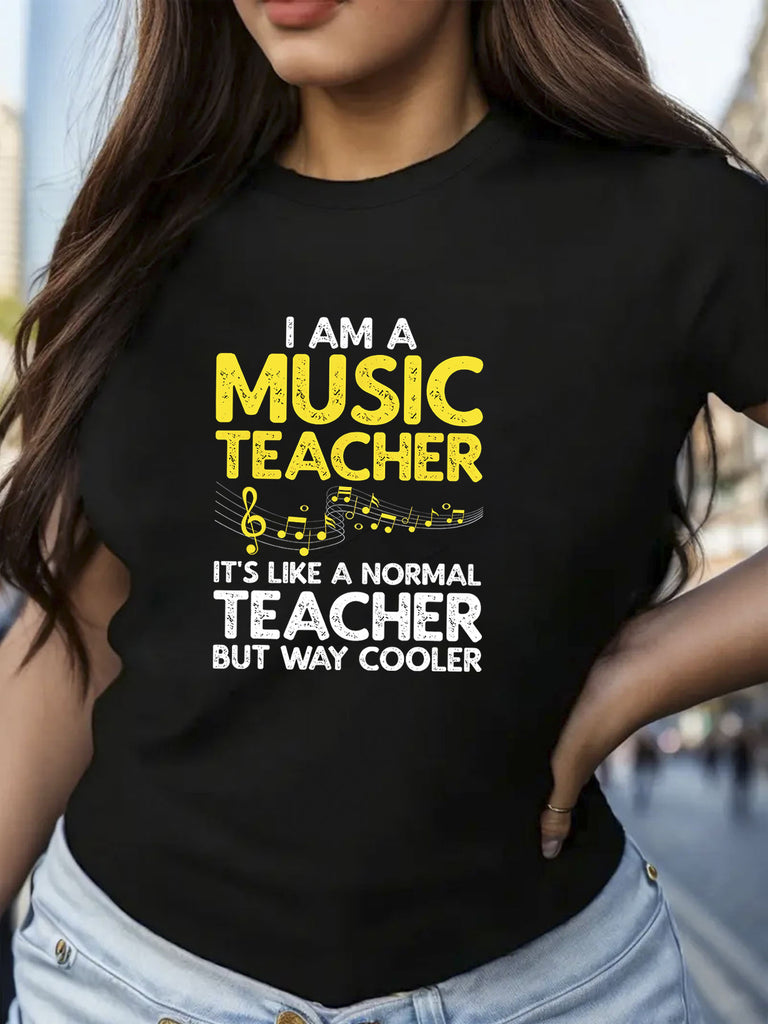 Women's Short Sleeve T Shirts I Am A Music Teacher Inspirational Quote With Musical Notes Shirt, Country Shirts Womens, Red T Shirt Women