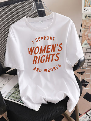 Cotton Shirts For Women Support Women's Rights And Wrongs Text Shirt, Womens Grinch Shirt, Blue Shirt Women